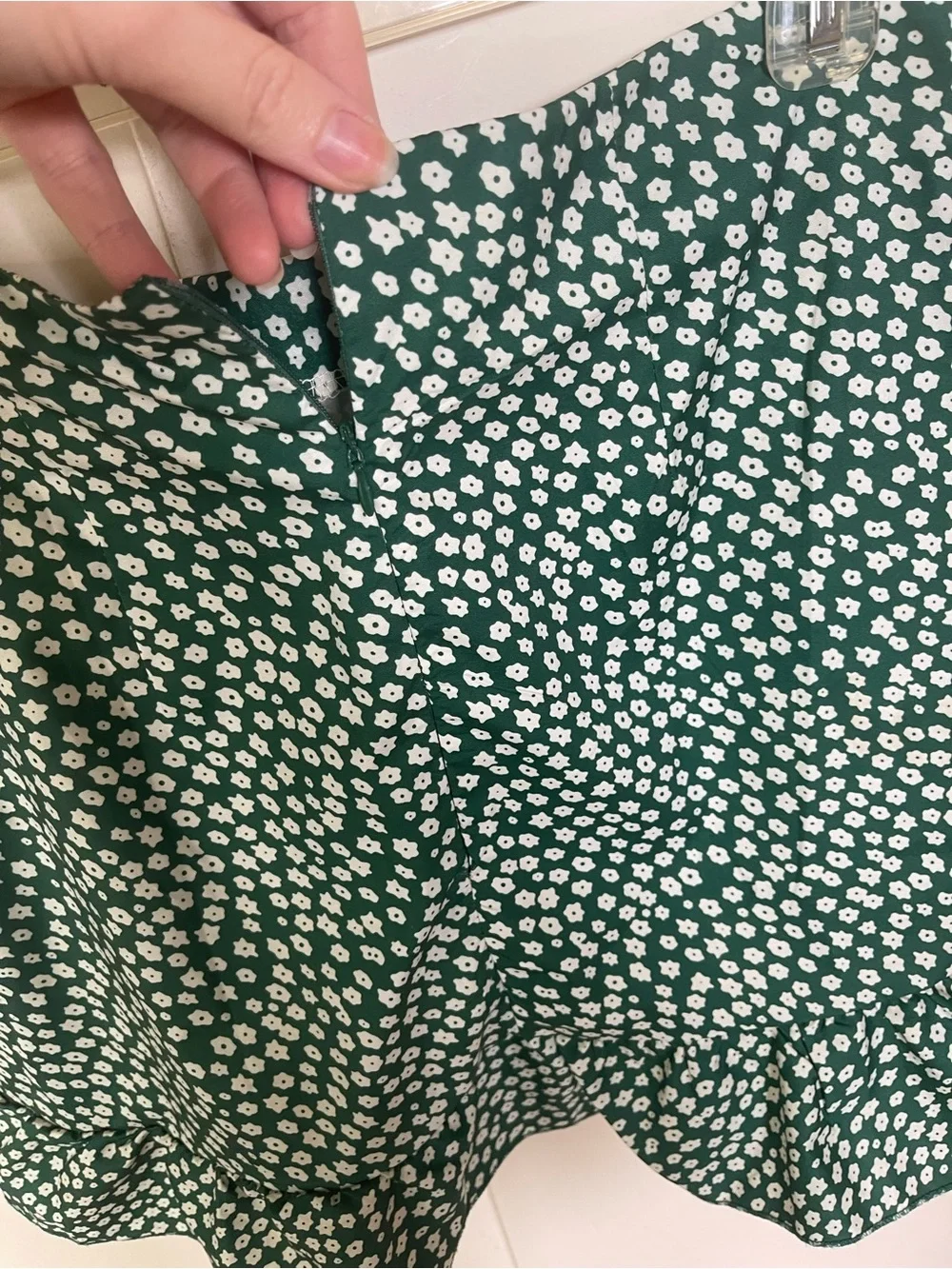Green Floral Wrap Around Tie Two-Piece Set